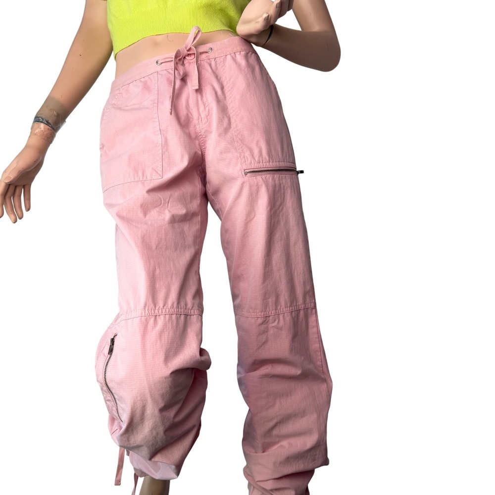 Old Navy Cargo Pants Pink Ripstop Zipper Pocket Drawstring Gorpcore Y2K Women 4